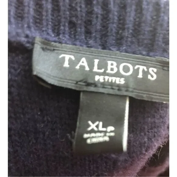 Navy sailor Talbots Navy Blue Ivory Cable Knit Wool Blend Sweater Dress Petite / - Picture 13 of 14